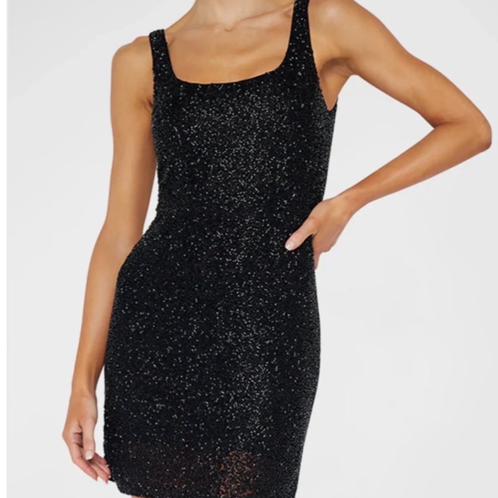 L'AGENCE Inori Beaded Mini Dress In Black